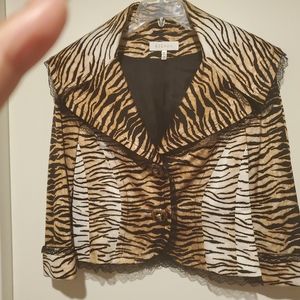 ESCADA Animal print Jacket lace trim sassy sz. 40